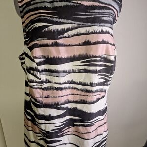 Dana Kay Black and Pink Striped Midi Dress Size 18W